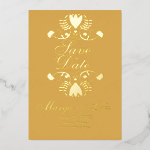 Folk Flora Save the Date Pressed Foil Invitation