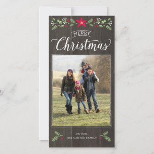 Folk Floral Christmas Photo Card