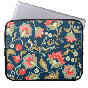 Folk Floral Colourful: Hand Drawn Seamless Laptop Sleeve