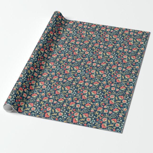 Folk Floral Colourful: Hand Drawn Seamless Wrapping Paper (Unrolled)