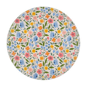 Folk Floral: Colourful Small Patterns Cutting Board