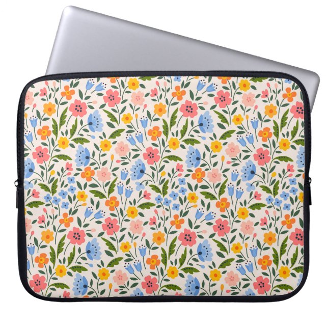 Folk Floral: Colourful Small Patterns Laptop Sleeve (Front)