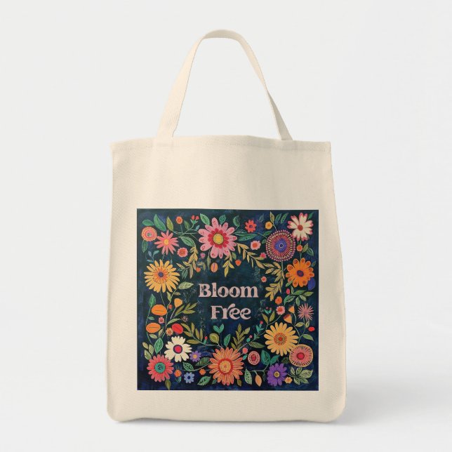 Folk Floral Extra Large Tote Bag (Front)