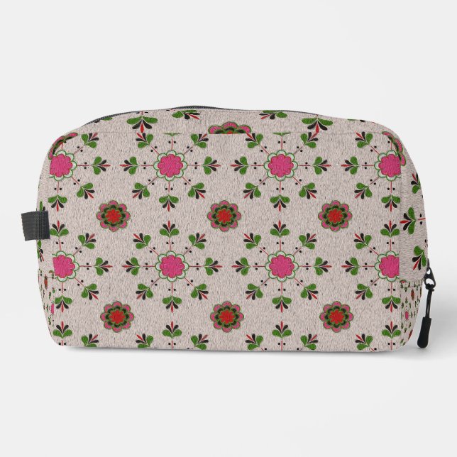 Folk Floral Pattern Charm Dopp Kit (Front)