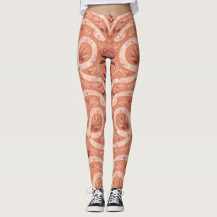 Folk Floral Snake: Symmetrical Vintage Leggings