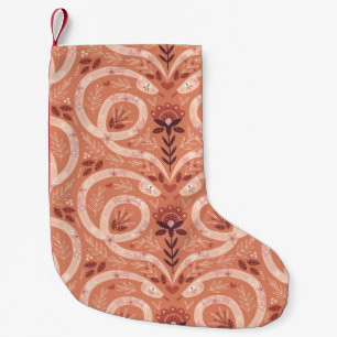 Folk Floral Snake: Symmetrical Vintage Small Christmas Stocking