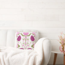 Folk Floral Throw – Pink & Burgundy Botanic.