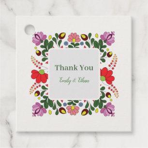 Folk Floral Wedding Custom Design Favour Tags