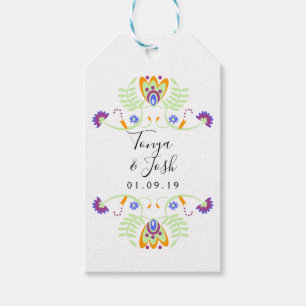 Folk Floral Wedding Flowers Mexican Bold Colours Gift Tags