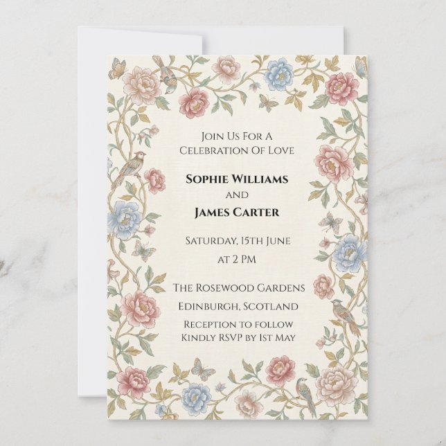 Folk Floral Wedding Invitation (Front)