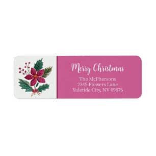 Folk Florals Christmas Return Address Labels