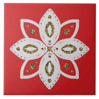 folk flower 1 lite red and white tile