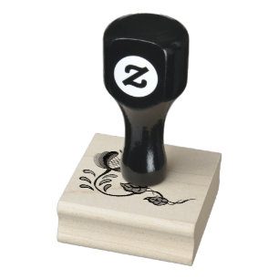 Folk flower, floral, folk art, delft rubber stamp