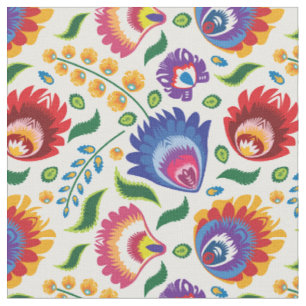 🌻🌷🌼Folk flowers 2020 on white, custom til Fabric