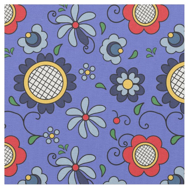 Folk Flowers -  folkart from Kashuby Fabric (Close Up)