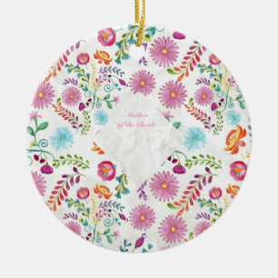 Folk Flowers Mother of Bride Gift- Customisable Ceramic Tree Decoration