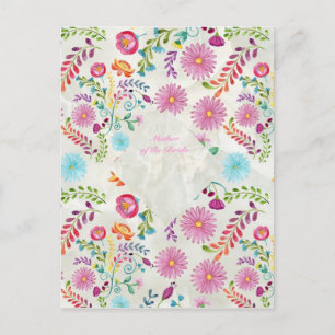 Folk Flowers Mother of Bride Gift- Customisable Postcard