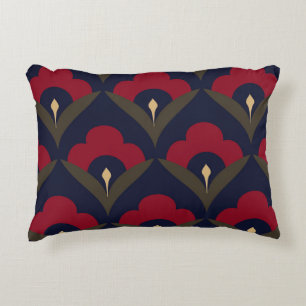 Folk flowers motif Japan wave pattern ditzy floral Decorative Cushion