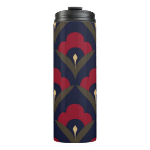 Folk flowers motif Japan wave pattern ditzy floral Thermal Tumbler
