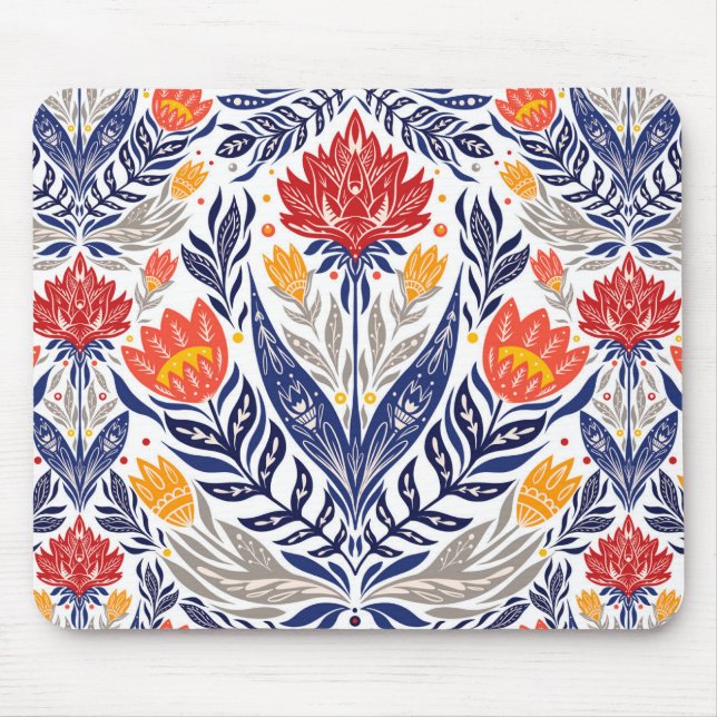 Folk flowers pattern  mouse mat (Front)