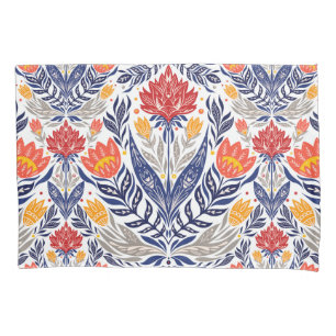 Folk flowers pattern   pillowcase