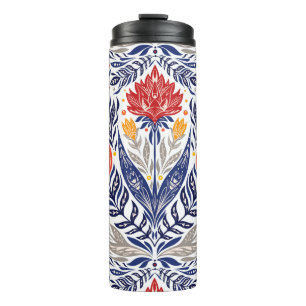 Folk flowers pattern  thermal tumbler
