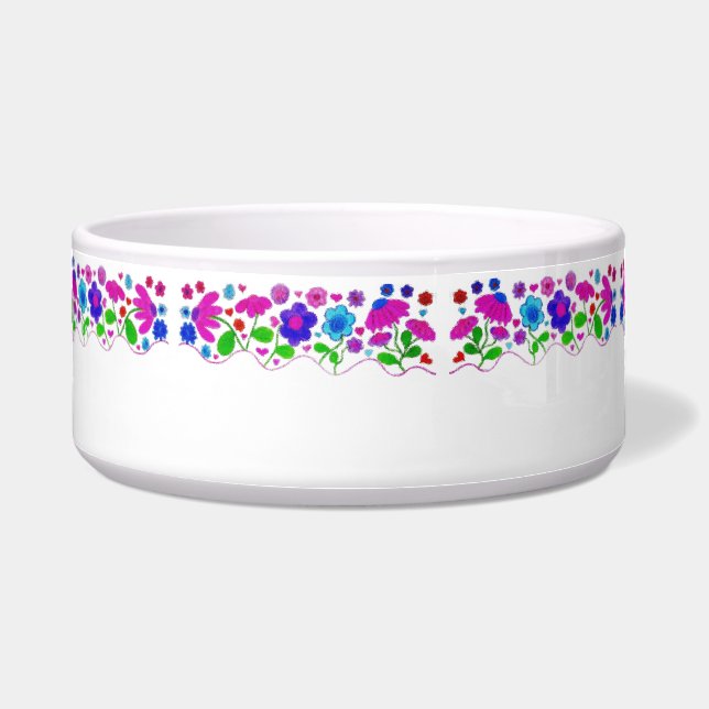 Folk Flowers Pet Bowl (Front)