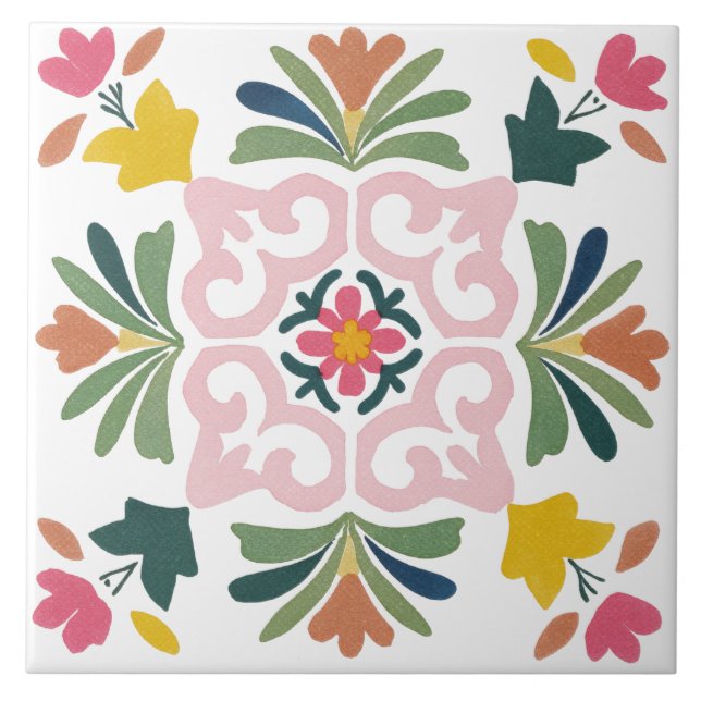 Folk Garden Watercolor Tile (Front)