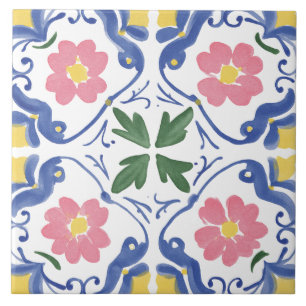 Folk Garden Watercolor Tile