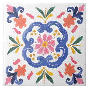 Folk Garden Watercolor Tile