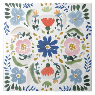 Folk Garden Watercolor Tile