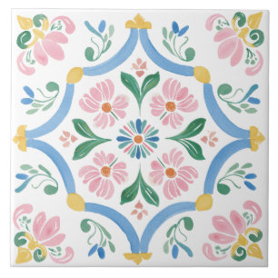 Folk Garden Watercolor Tile