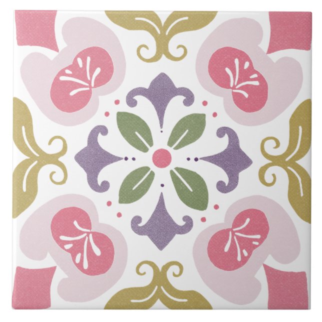 Folk Garden Watercolor Tile (Front)