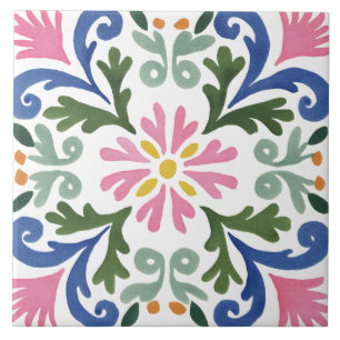 Folk Garden Watercolor Tile