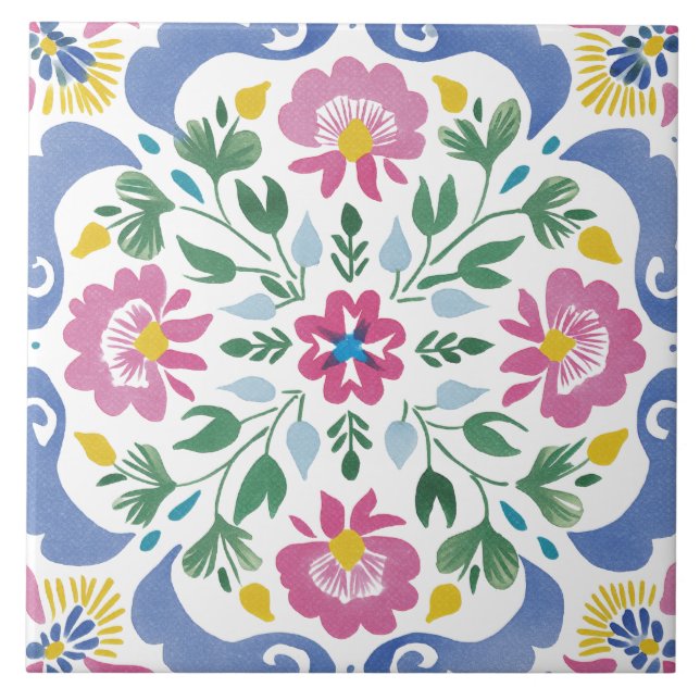 Folk Garden Watercolor Tile (Front)