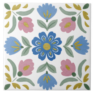 Folk Garden Watercolor Tile