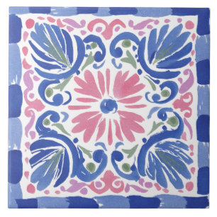 Folk Garden Watercolor Tile