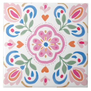 Folk Garden Watercolor Tile