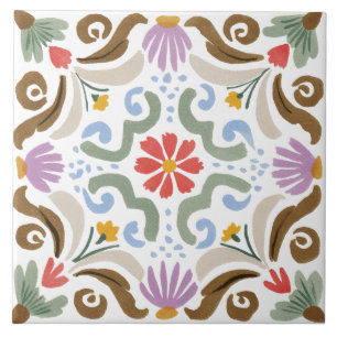 Folk Garden Watercolor Tile
