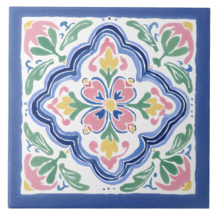 Folk Garden Watercolor Tile