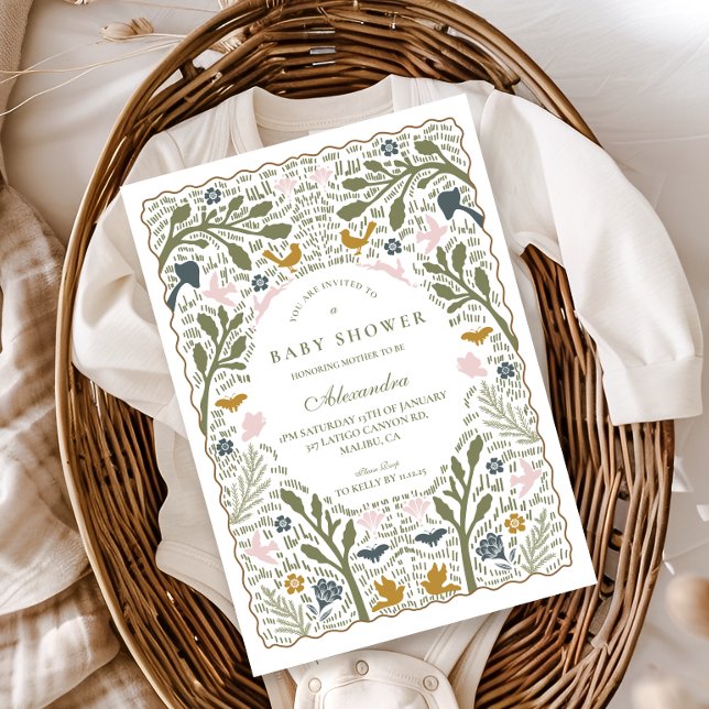 Folk Garden Woodland Baby Shower Invitation (Creator Uploaded)