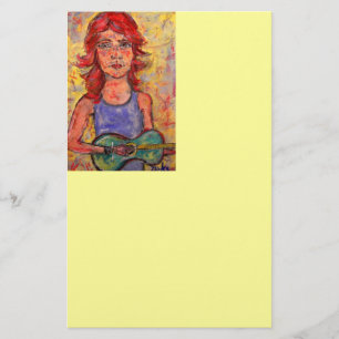 folk girl with colourful guitar stationery