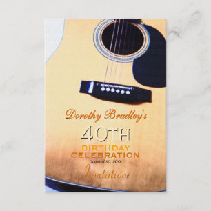 Folk Guitar 40th Birthday Party Custom Invitation
