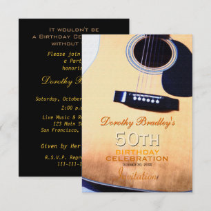 Folk Guitar 50th Birthday Celebration Custom Inv Invitation