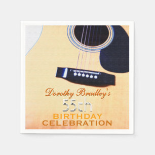 Folk Guitar 55th Birthday Celebration Paper Napkin