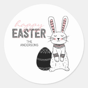 Folk Happy Easter Bunny Rabbit Sticker