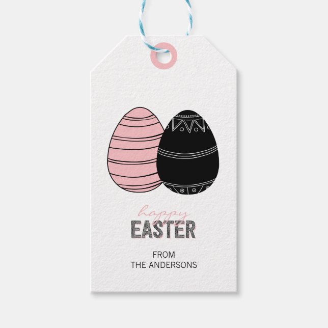 Folk Happy Easter Eggs Gift Tags (Front)
