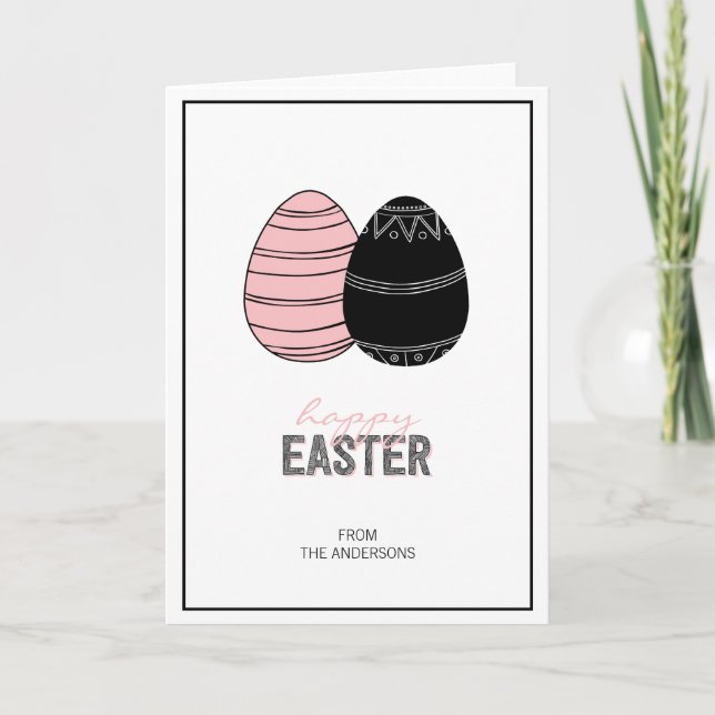 Folk Happy Easter Eggs Greeting Card (Front)