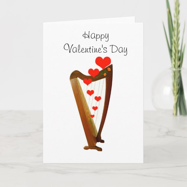 Folk Harp Valentine Card (Front)