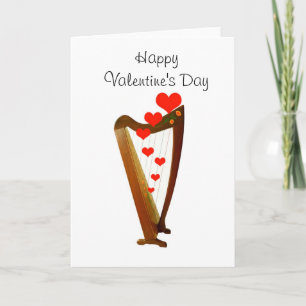 Folk Harp Valentine Card